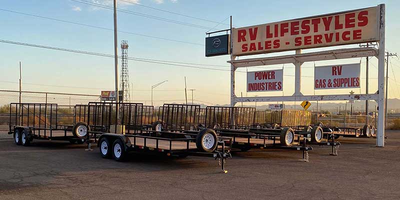 Big Bubba Utility Trailers on the lot at RV Lifestyles in Quartzsite Arizona